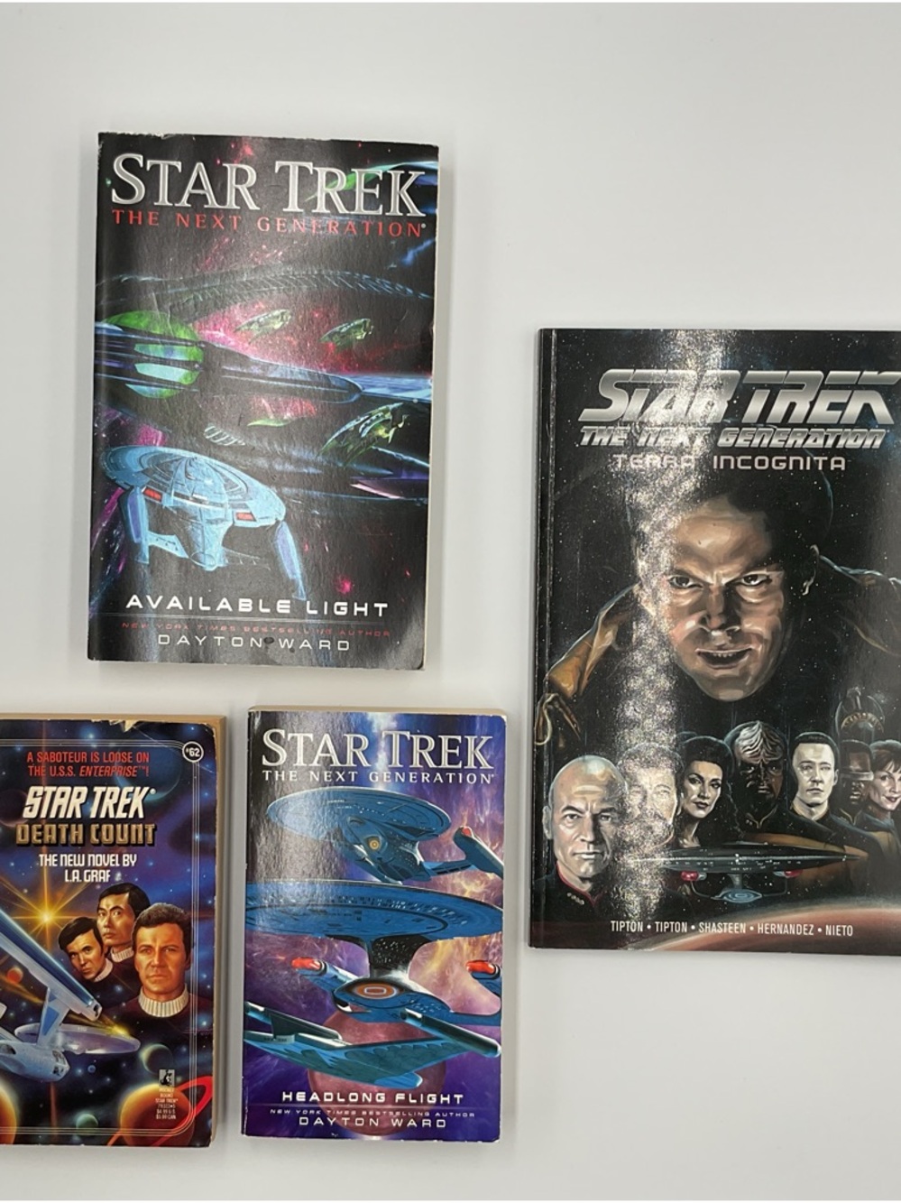Book Lot x4 Star Trek Headlong Flight Available Light Death Count Terra Incognit